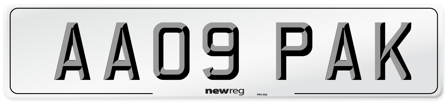 AA09 PAK Number Plate from New Reg